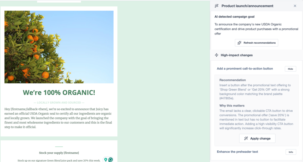 Funciones con IA en Campaign Monitor
